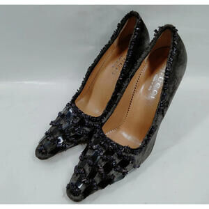 Gucci Tom Ford Rare Grey Purple Crushed Velvet Stiletto Pumps EU 34.5 C